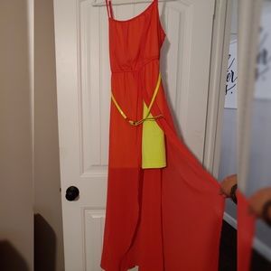 High low dress with belt